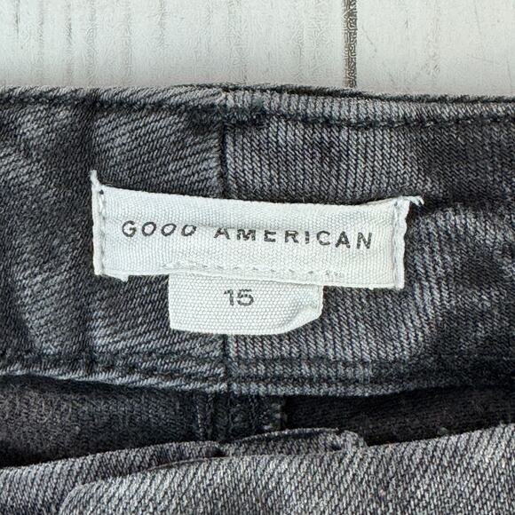 Good American Black271 Classic Slim-Straight Raw Step-Hem Jeans Plus Size 15 - Picture 8 of 14